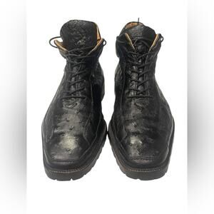 Belvedere Genuine Black Ostrich Casual Shoes Mens  Size 10